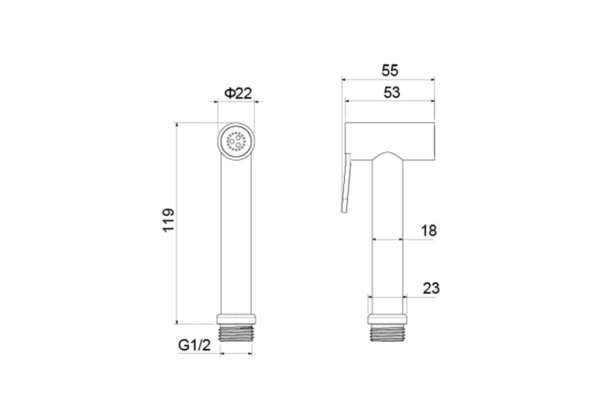 Гигиеническая лейка Aquatek AQ2057BG ручная, округлая, 1 режим, цвет шлифованное золото, abs-пластик, однорежимная, для биде, к смесителю
