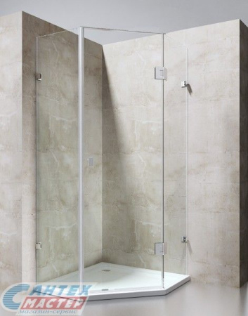 Душевой уголок Oporto  100х100х190 см, без поддона, полукруглый, пятиугольный, без крыши, одна распашная дверь, матовое стекло, стеклянный, пластиковый, хромированный профиль, без антискольжения, комплект, угловой, четверть круга, для душа, ванной Душевой уголок Oporto  100х100х190 см, без поддона, полукруглый, пятиугольный, без крыши, одна распашная дверь, матовое стекло, стеклянный, пластиковый, хромированный профиль, без антискольжения, комплект, угловой, четверть круга, для душа, ванной