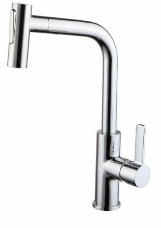 Смеситель для кухни/мойки SmartSant SM134040AA с вытяжной / выдвижной двухрежимной лейкой однорычажный, с поворотным изливом, хромированный