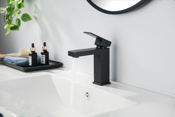 Смеситель для раковины/умывальника Aquatek Либра однорычажный, неповоротный, фиксированный, излив длина 120 мм высота 114 мм латунь, цвет матовый черный