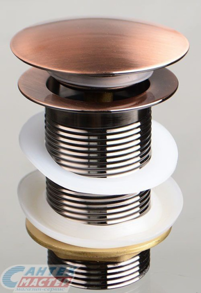 Донный клапан Terma click clack без перелива c большой кнопкой red bronze 10114