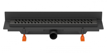 Водоотводящий желоб MCH CH 350 BС Basic с решеткой нерж, черный 350х60х1,5 гидрозатвор + с сухим затвором, трап линейный для душа в полу, под плитку, сливной душевой лоток