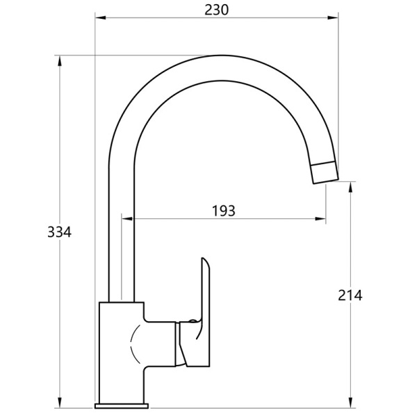 Смеситель для кухни/мойки Melodia Metallica однорычажный, поворотный излив R-образный, керамический, высота 214 мм, длина 193 мм, латунь, цвет хром MDV35515