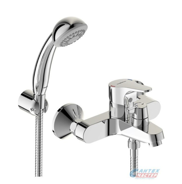 Смеситель для ванны/душа Vidima Некст однорычажный, керамический, настенный, излив фиксированный 167 мм, с гибким шлангом, душем/лейкой, латунь, цвет хром, короткий, универсальный, горизонтальный, рычажный, кран, комплект, сантехника, размер