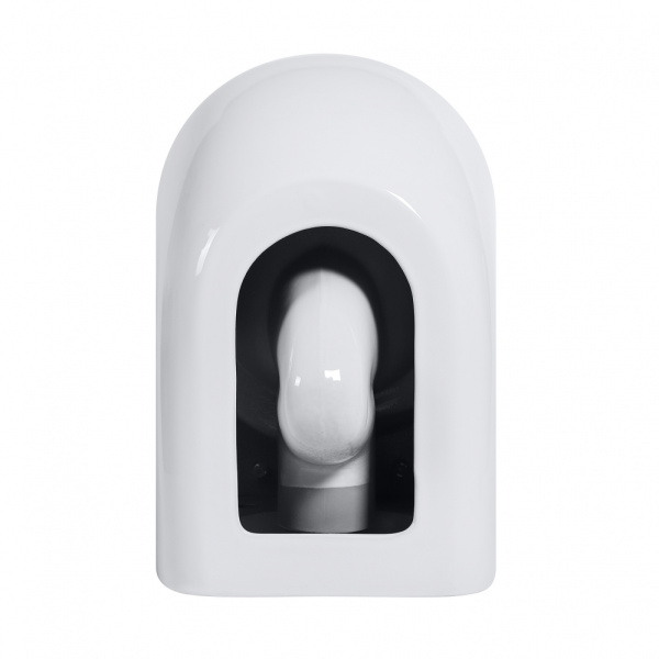 Унитаз подвесной ABBER Bequem 550х365х360 мм цвет белый, горизонтальный (прямой) выпуск, смыв торнадо, безободковый, система антивсплеск, с сиденьем микролифт, дюропласт AC1134T