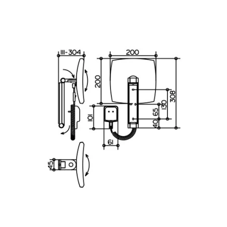 Зеркало Keuco iLook_ move косметическое, подсветка, квадратное, настенное, увеличение x 5, хром, кабель со штекером, латунь