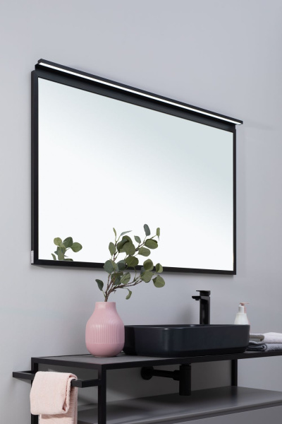 Зеркало Allen Brau Priority 120х75х2 см с подсветкой, прямоугольное, подвесное/настенное, цвет рамы черный браш, для ванной комнаты