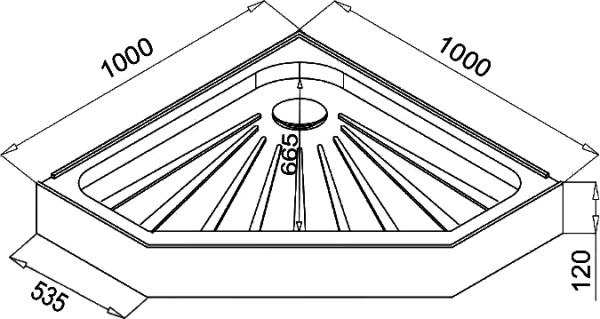 Душевой поддон Cerutti SPA, 100х100 см, трапеция/угловой/пятиугольный, акриловый, низкий, белый, с бортиком, литой, литьевой, для душа