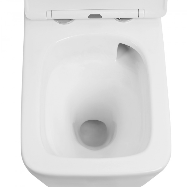 Унитаз подвесной ABBER Rechteck 530х355х360 мм цвет белый, горизонтальный (прямой) выпуск, смыв торнадо, безободковый, система антивсплеск, с сиденьем микролифт, дюропласт AC1201T