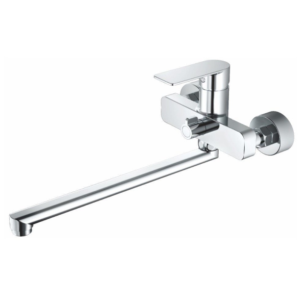 Смеситель для ванны/душа HAIBA однозахватный, хромированный, настенный, излив длинный 390 мм, поворотный, латунь, цвет хром