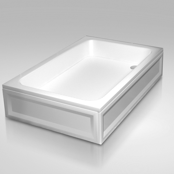 Душевой поддон RGW Acrylic B/CL-S-A, 80х100х15 см, прямоугольный, акриловый, низкий, белый, с антискользящим покрытием, с бортиком, литой, литьевой, для душа