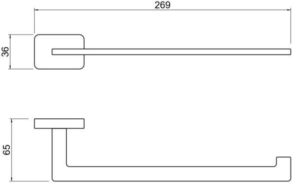 Полотенцедержатель Aquatek Либра одинарный, 269 мм настенный, неповоротный, нержавеющая сталь/латунь, для полотенец в ванную/туалет/душевую кабину, цвет хром