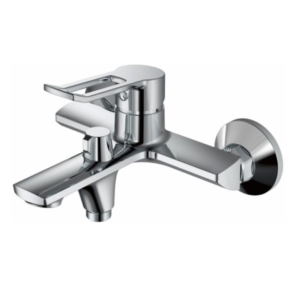 Смеситель для ванны/душа HAIBA однозахватный, хромированный, настенный, излив литой 189 мм, неповоротный, латунь, цвет хром