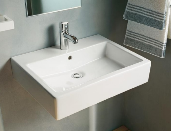 Раковина DURAVIT Happy D.2 WonderGliss, 60х46х17 см, встраиваемая сверху, прямоугольная, санфарфор, цвет белый, 1 отверстие под смеситель, антигрязевое покрытие, слив/перелив