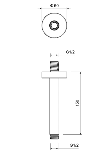 Держатель верхнего душа Aquatek AQ2171BGM 150 мм цвет оружейная сталь, потолочный, округлый, для ванной, нержавеющая сталь
