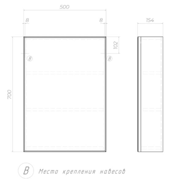 Зеркальный шкаф Vigo Grand-500, 50х14х71,4 см, подвесной, цвет белый, зеркало, 1 распашная дверца, механизм доводчика, прямоугольный