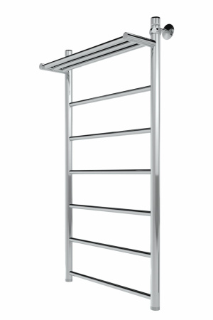 Полотенцесушитель 1000х600 мм Indigo Line LLSHW100-60 1"дюйм, водяной, с полкой, нижнее подкл, из нержавеющей стали, форма лесенка, настенный, цвет хром, для ванны, вертикальный