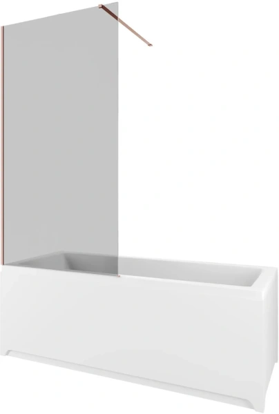 Шторка на ванну Allen Brau Infinity 3 универсальная, размер 825х1600 мм, закаленное стекло 8 мм, фиксированная, стекло тонированное, профиль медь браш