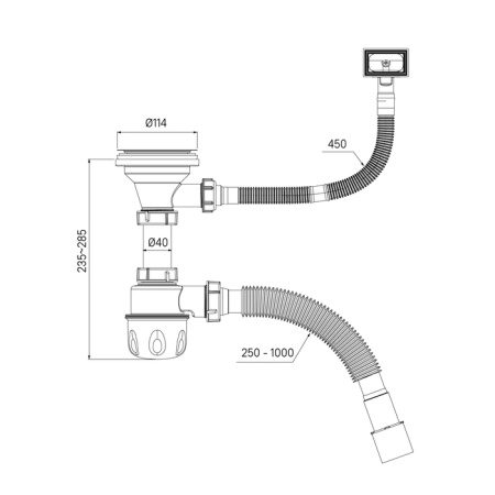 Сифон бутылочный IDDIS Optima Home 3 1/2x40 мм с выпуском, гофротрубой 40/50 мм и переливом (3 шт), цвет серый, полипропилен/нержавеющая сталь 900CVG0P10VD