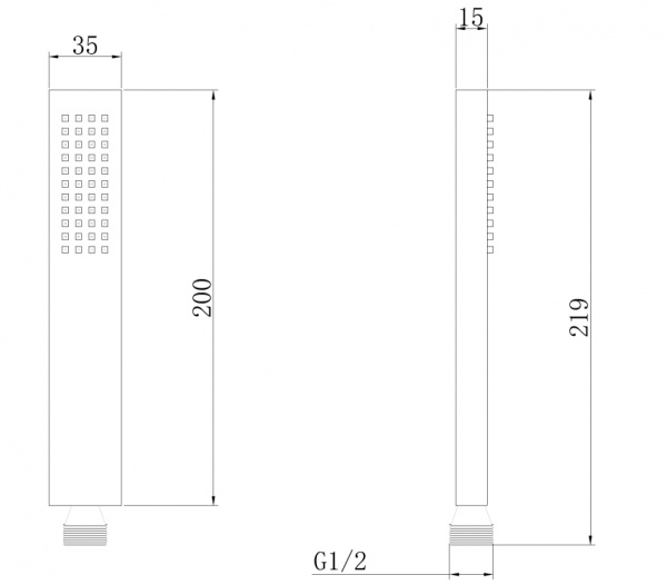 Душевая лейка ABBER AF0050W прямоугольная, 1 режим, размер 200х35 мм, латунь, цвет белый, для душа/ванной