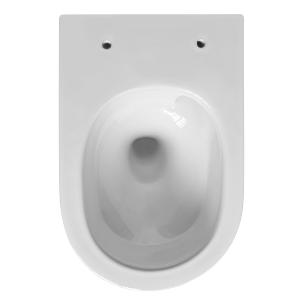 Унитаз подвесной ABBER Bequem 530х355х320 мм цвет белый, горизонтальный (прямой) выпуск, смыв торнадо, безободковый, система антивсплеск, с сиденьем микролифт, дюропласт AC1128