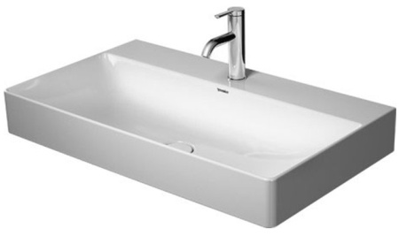 Раковина DURAVIT DuraSquare WonderGliss 80х47х14,5 см, подвесная, прямоугольная, санфарфор, шлифованная, цвет белый, без отверстия под смеситель, антигрязевое покрытие, без перелива