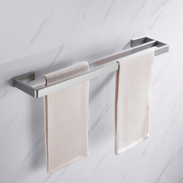 Полотенцедержатель ABBER Westen двойной, настенный, неповоротный, 600 мм нержавеющая сталь, для полотенец, в ванную/туалет/душевую кабину, цвет сатин AA1757SP