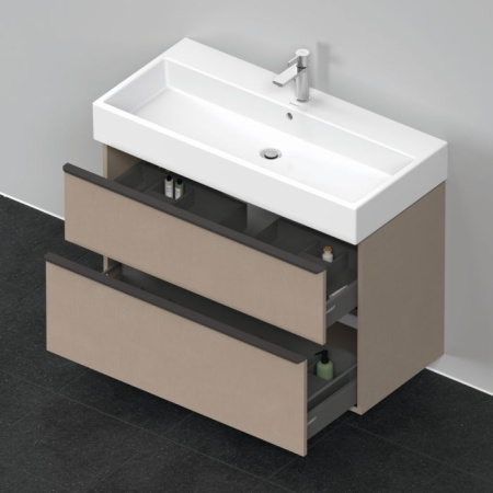 Тумба под раковину Duravit D-Neo, 98,4х44,2х62,5 см, подвесная, 2 выдвижных ящика, ДСП, цвет: лен, шкафчик навесной, прямоугольная, правая/левая, в ванную комнату