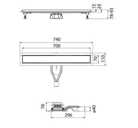Водоотводящий желоб (Трап) IDDIS Perfex 700 мм с двусторонней решеткой, горизонтальным выпуском и сифоном 360° комбинированный затвор, цвет хром 975B7SB00DZ