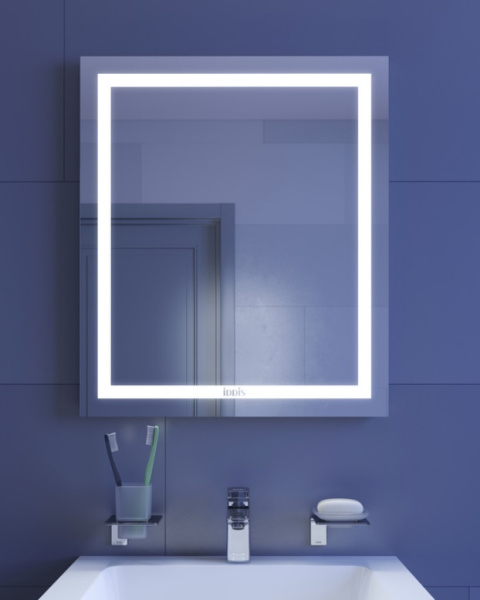 Зеркало IDDIS Zodiac, 60х70 см, с LED/ЛЕД-подсветкой, прямоугольное,  без антизапотевания, выключатель механическйий, вертикальное, для ванны, навесное/подвесное/настенное