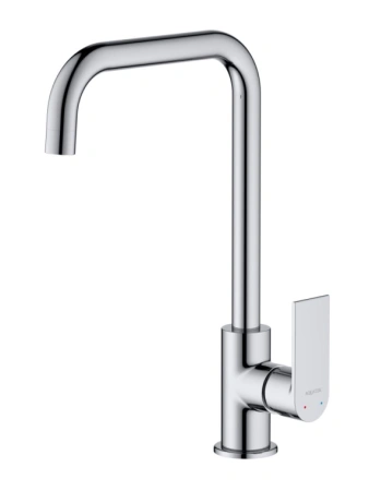 Смеситель для кухни/мойки Aquatek Лира однорычажный, поворотный, латунный, Г-излив, длина излива 210 мм, цвет хром