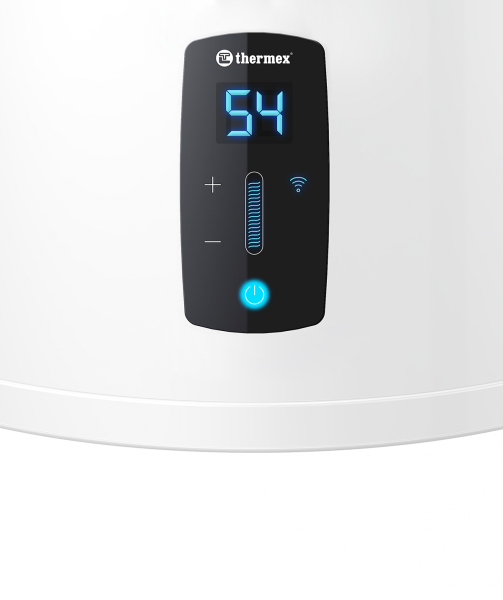 Водонагреватель 100 л Thermex Lima 100 V Wi-Fi электрический, настенный, вертикальный, накопительный тип, 2 квт, 945х419х410 мм, 230 в, (цвет белый, круглый), с нижней подводкой