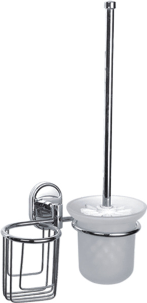 Ершик и держатель дезодоранта HAIBA настенный, хромированный, металлический, округлый, для туалета/унитаза