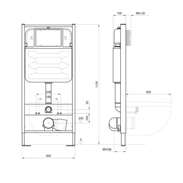 Комплект унитаза с инсталляцией Aquatek Либра New (Сет) c сиденьем микролифт, безободковый, без кнопки/крепежа