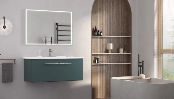 Тумба под раковину Velvex Posse 1050-0-1, 1025х468х420 мм, подвесная, цвет верде, 1 выдвижной ящик, подходит раковина Kirovit Оскар 105, правая/левая, универсальная, в ванную комнату