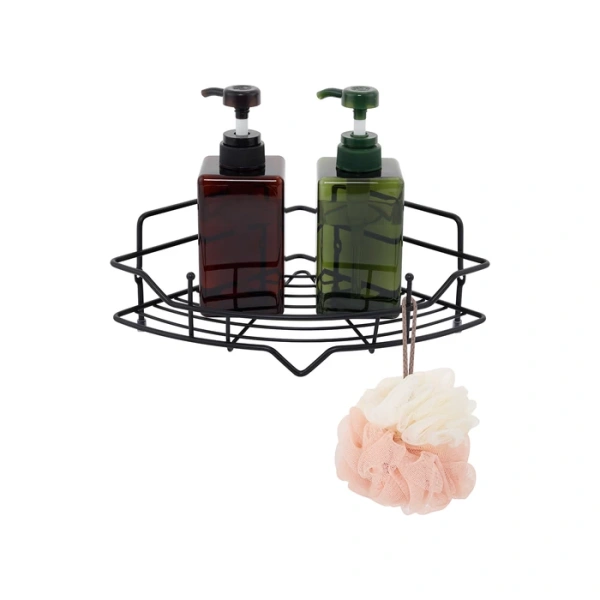 Полка одноярусная Milardo Grid угловая, 219х219 мм проволока стальная, цвет черный матовый, 2 крючка GRICC1BM44