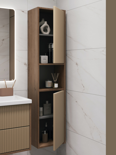 Пенал Cersanit CLASSIC RIBBLE 35 подвесной, (правый/левый/универсальный), 2 распашные дверцы/открытая ниша, цвет бежевый