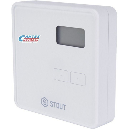 Терморегулятор STOUT TECH ST-294v2 температурный,беспроводной (белый) двухпозиционный, комнатный, для систем электрического теплого пола, термостат электронный, программируемый, с жк дисплеем, аналоговый, температуры, с таймером