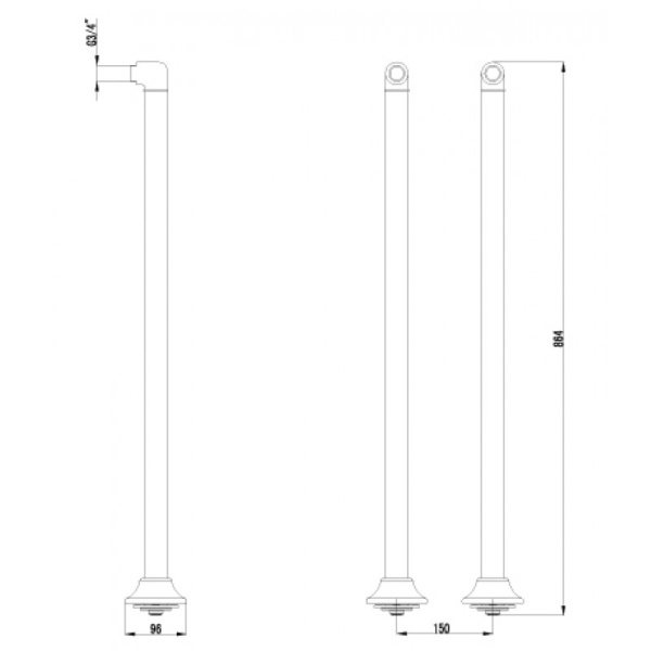 Комплект колонн Lemark для установки смесителя на пол ванны 2 шт., 1/2"x3/4", латунь, цвет бронза, для смесителя
