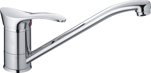 Смеситель для кухни/мойки HAIBA однозахватный, поворотный, латунный, с длинным изливом, длина 267 мм, латунь, цвет хром