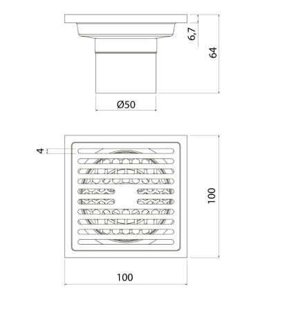Трап душевой вертикальный выпуск сухой затвор10х10 см, матовый черный, IDDIS, 980CV10BL3DDZ