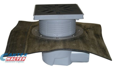 Дворовый трап Ду110 с приваренным гидроизоляционным полимербитумным полотном, с горизонтальным выпуском, HL 615H