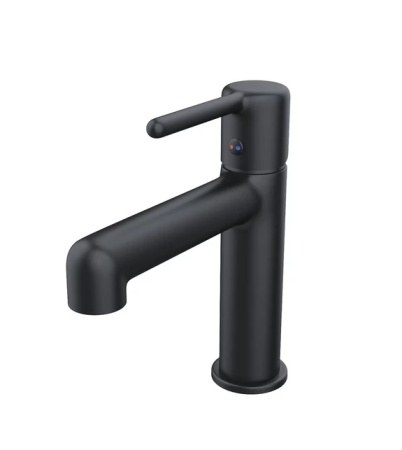 Смеситель для раковины/умывальника IDDIS Aiger однорычажный, излив короткий, длина 134 мм, керамический, латунь, цвет черный матовый, без донного клапана