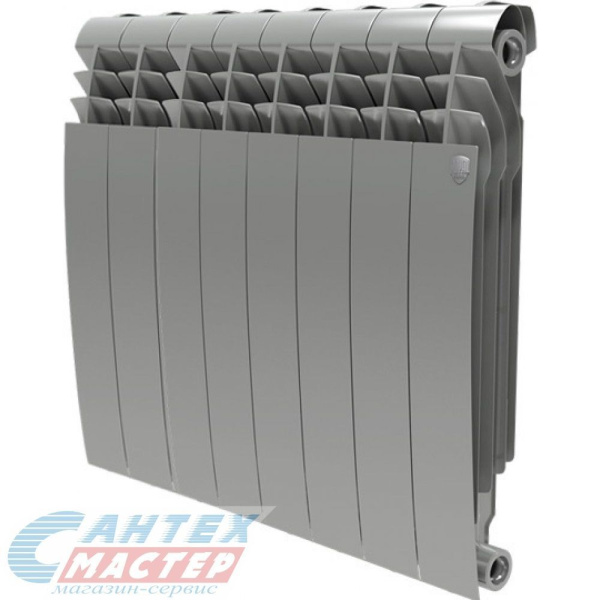 Радиатор отопления Royal Thermo BiLiner /Silver Satin 500 (8 секций) биметаллический, боковое подключение, для квартиры, дома, водяные, мощность 1280 Вт, настенный, батарея (Роял Термо)
