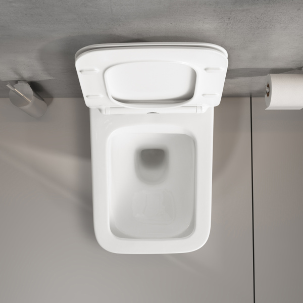 Унитаз подвесной Wesnaart Kubus 510x360x335, белый, с микролифтом, с крышкой (сиденье) дюропласт с функцией плавного закрывания Soft Close, безободковый