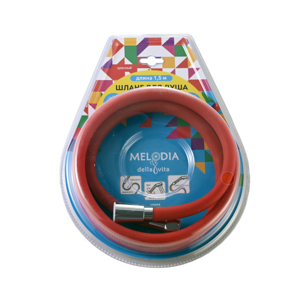 Шланг для душа Melodia Wonder Silicone Anti-twist 1/2"х1/2" 15 мм, 150 см, силикон, красный, для смесителя MKP34444BLrd