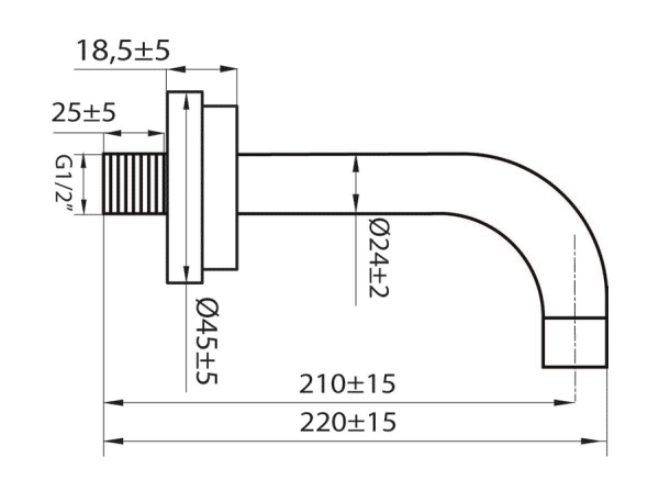 Излив Варион для ванны, длина 201 мм, цвет хром, латунь, встраиваемый/встроенный
