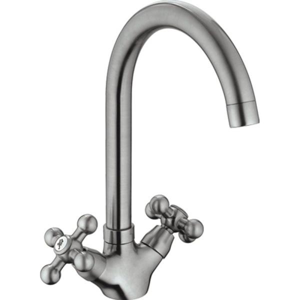 Смеситель для кухни/мойки HAIBA CRON двухвентильный, поворотный, длина 177 мм, силумин, цвет хром