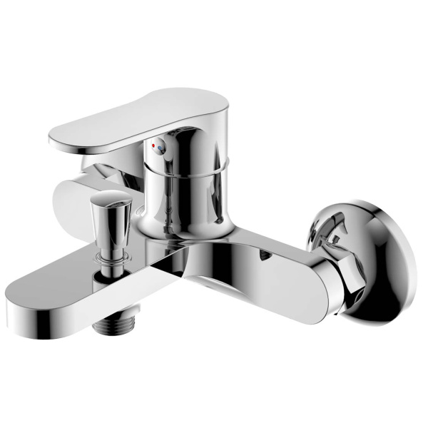 Смеситель для ванны/душа Azario ELVIS, однорычажный, настенный, неповоротный, латунь, длина излива 173 мм, керамический, цвет хром