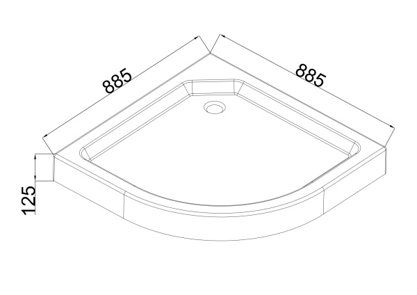 Душевой поддон Olives P-90125CS-WH с сифоном 90х90 см полукруглый, ABS - пластик, низкий, белый, антискользящая поверхность, для душа